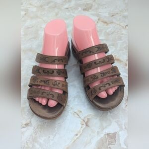 DANSKO Woman's Slide Sandals Brown Leather Size 38